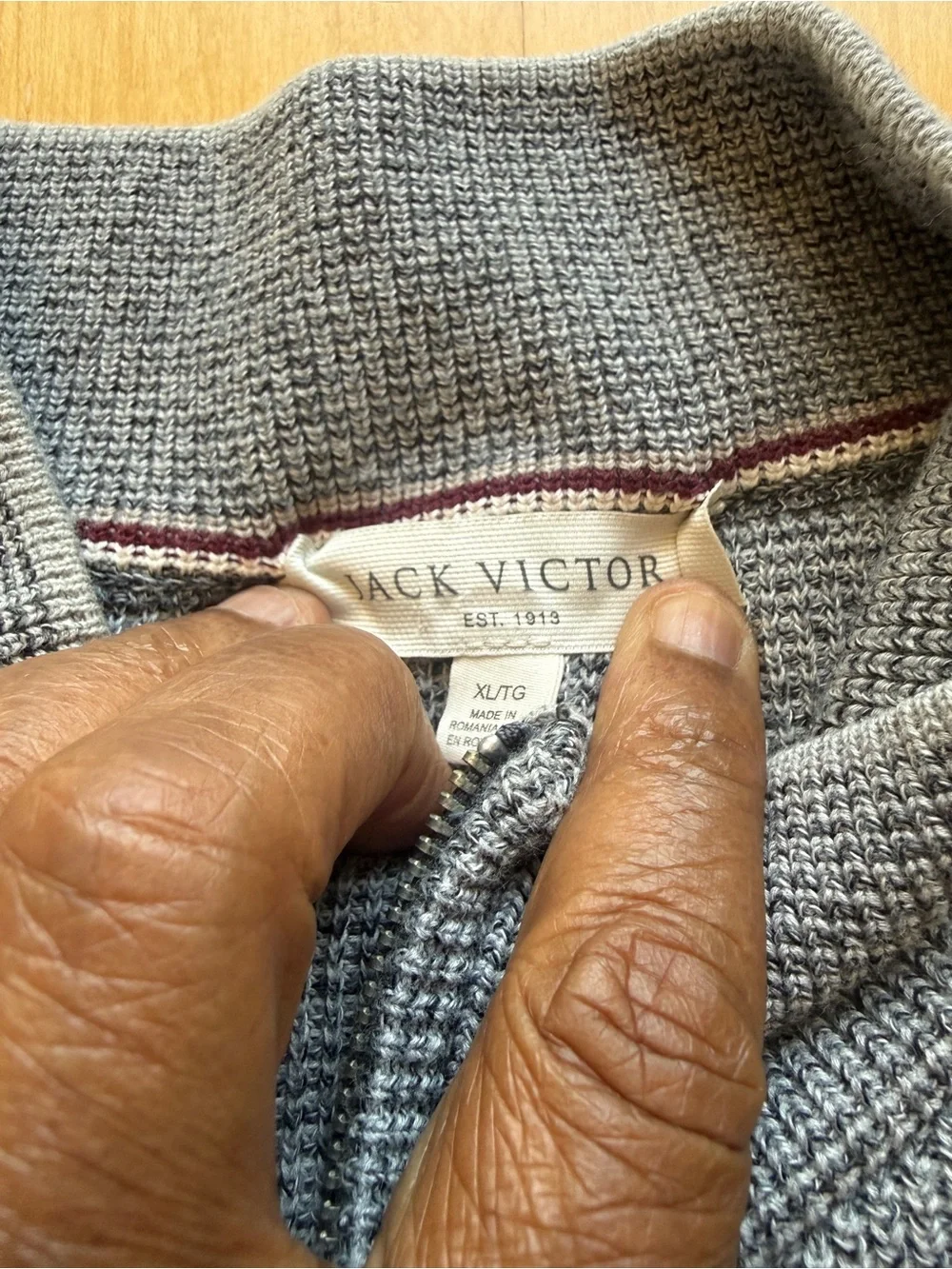 Jack Victor Gray 1/4 Zip Mock Neck Knit Sweater Men’s XL Luxury Wool Blend